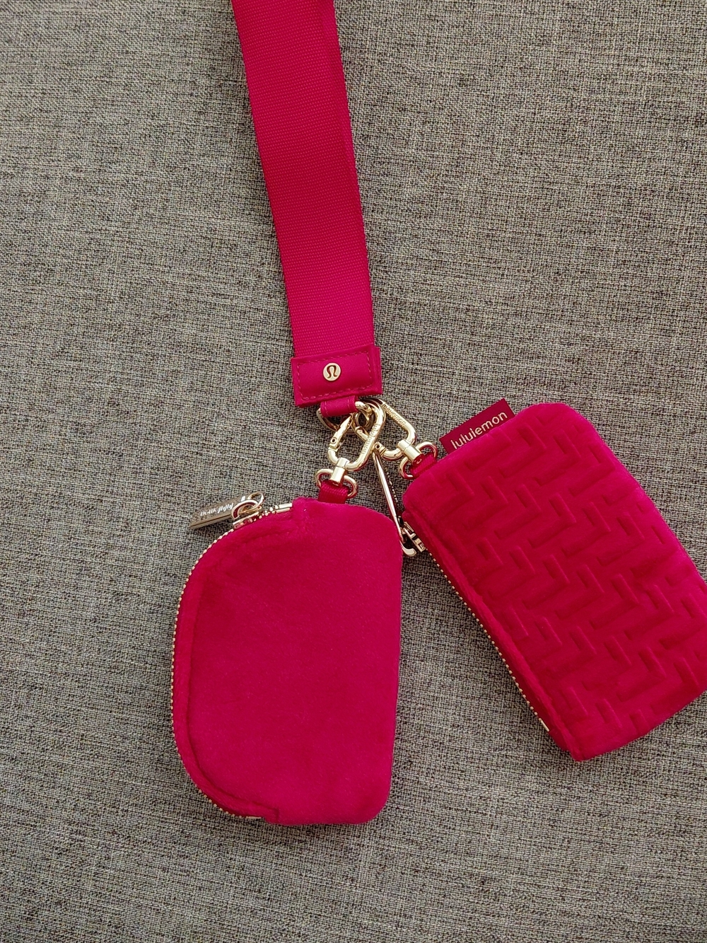 lululemon athletica pink wristlet strap with dual coin pouches